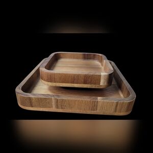 Elegant Wooden Serveware Set Nut Dish Bowl Platter